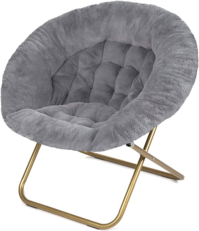 Milliard Cozy Chair/Faux Fur Saucer Chair for Bedroom/X-Large (Grey)