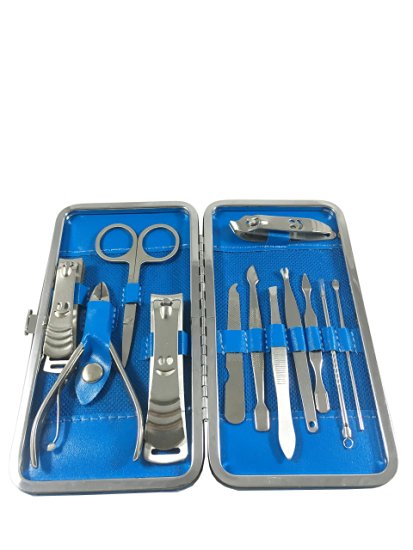 12 in 1 Blue Premium Quality Stainless Steel,Manicure Set,Manicure Kit,Grooming Kit,Grooming set,Pedicure Set,Pedicure Kit,Manicure Tools,Nail Cleaning Set,Nail Cleaning Kit,Tools