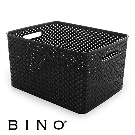 BINO Woven Plastic Storage Basket, X-Large (Black)