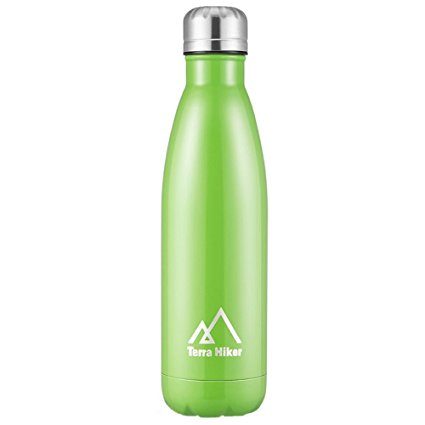 Terra Hiker Vacuum Water Bottle, 24 Hours Cold & Hot, Double Walled Insulation Vacuum Stainless Steel Water Bottle, Condensation Free, BPA Free, for Sports & Outdoors, 18 oz/500 ml