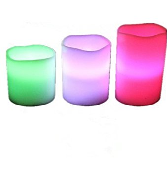 Flameless Candles,Set of 3 Weatherproof Outdoor and Indoor Flameless Battery-Powered LED Candle Lights 12 Color Changing with Remote Control and Timer for Wedding Party Christmas Lights, Gifts