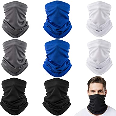 QING 8 Neck Gaiter Face Covering Scarf Anti UV -Dust, Windproof Bandanas Sweat Wicking &Breathable Headbands