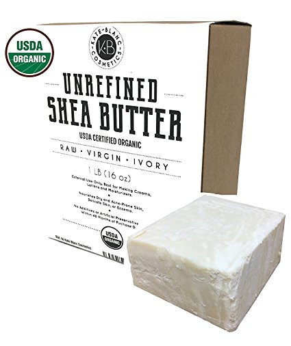 Raw Shea Butter for Face, Hair and Dry Skin (1 LB) by Kate Blanc. USDA Certified Organic, Unrefined, Fair Trade. Great for Stretch Marks, Beard, Soap Making, Body Butter, Lip Balm, Lotion, Conditioner