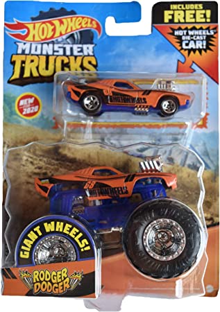 Hot Wheels Monster Trucks Rodger Dodger, [Orange] Includes Die Cast Car 1:64 Scale