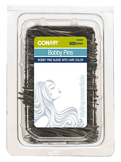 Conair Bobby Pins In Tub, Brown, 500 Pack