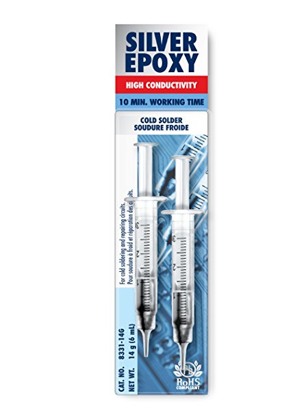 2-Part Electrically Conductive Silver Epoxy Adhesive - High Conductivity, 10 Min working time, 6 ml (14 g) in 2 Syringes