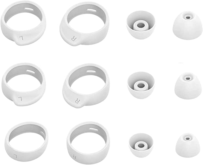 12 PCS Wingtips and Ear Tips for Samsung Galaxy Buds,3 Pairs Silicone Cover Eartips and 3 Pairs Wing Tips Earhooks for Samsung Galaxy Buds  Plus, True Wireless Earbuds SM-R175N / 2020, (Eartips-White)