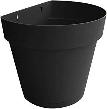 TABOR TOOLS Plastic 8.5 Inch Wall Planter Pot for Vertical Flower Garden, Living Wall or Kitchen Herbs, with Attached Saucer. VEM601A. (Black)