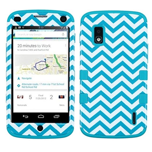 Asmyna TUFF Hybrid Protector Cover with Stand for LG E960 Nexus 4 - Retail Packaging - Blue Wave/Tropical Teal