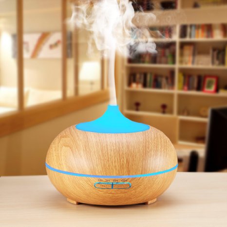 300ml Essential Oil Diffuser Amir Wood Grain Cool Mist Ultrasonic Humidifier 7 Color Changing LED Auto off When Waterless Air Purifiers for SpaBaby RoomEtc
