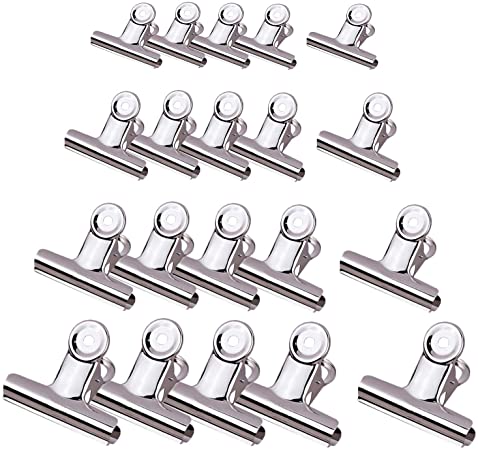 20 Pack Bulldog Clips, Stainless Steel Bag Clips Food Clips, Large Heavy Duty Clips for Paper Bags Documents at Home School Office (4 Assorted Sizes 1.5”/ 2”/ 2.5”/3”)