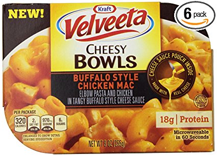 Velveeta Cheesy Bowls, Buffalo Style Chicken Mac, 9 Ounce (Pack of 6)