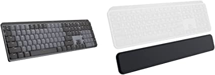 Logitech MX Mechanical Wireless Illuminated Performance Keyboard, Tactile Quiet Switches, Backlit Keys, Bluetooth, USB-C, macOS, Windows, Linux, iOS, Android, Metal & MX Palm Rest for MX Keys, Black