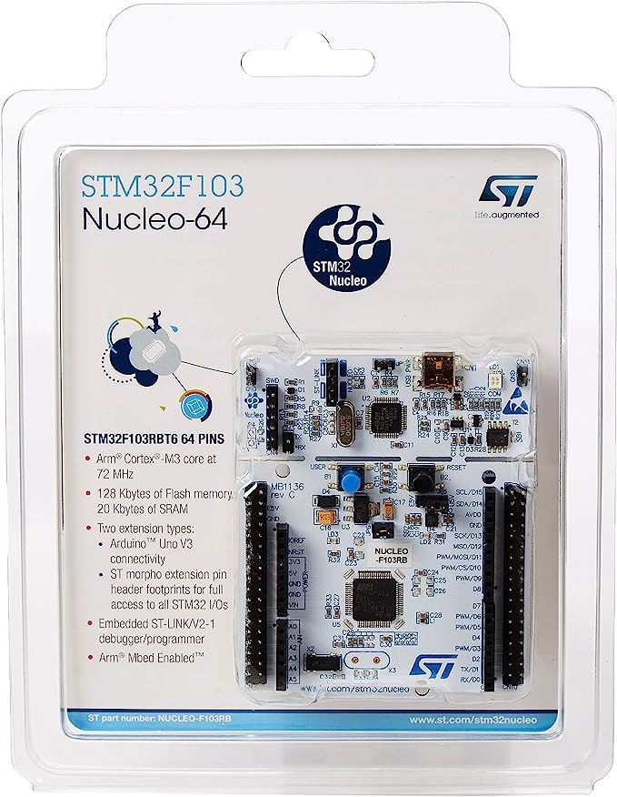 STM32 Nucleo-64 Development Board with STM32F103RB MCU, Supports Arduino and ST Morpho connectivity