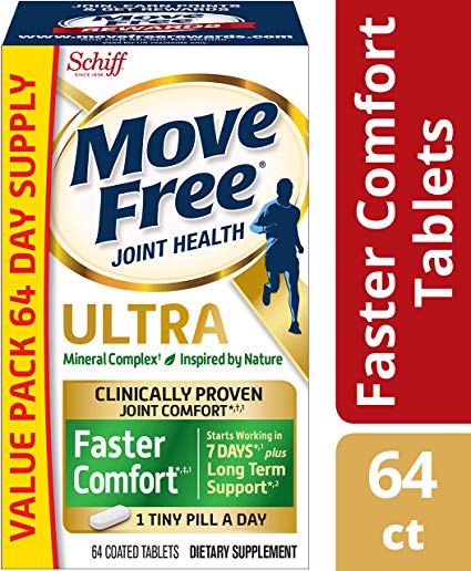 Calcium & Calcium Fructoborate Based Ultra Faster Comfort Tablets Value Pack, Move Free (64 Count in a Bottle), Joint Health Supplement That Provides Clinically Proven Joint Comfort in 1 Tiny Pill