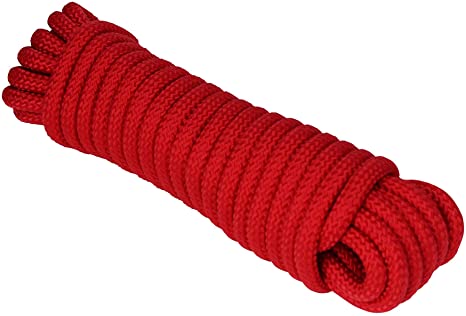Extreme Max 3008.0339 Red 1/4" x 50' 16-Strand Diamond Braid Utility Rope
