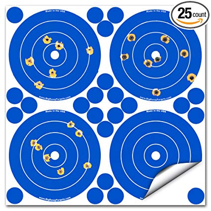 Adhesive 4 Inch Reactive Splatter Shooting Target - Four Targets and 28 Repair Patches per Sheet