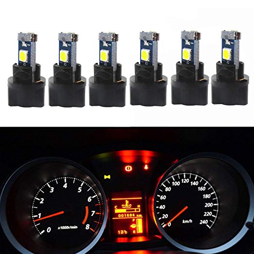 WLJH 6Pack White PC74 Twist Locket Socket T5 LED Wedge Bulb 37 74 3030SMD Dashboard Instrument Cluster Light,Plug and Play