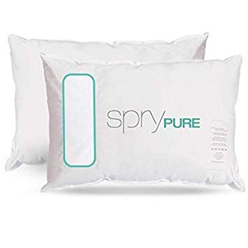 Spry Pure Bed Pillow, Therapeutic Hypoallergenic - Waterproof and Breathable Comfort Pillow, Standard Queen (Adult Memory Foam)