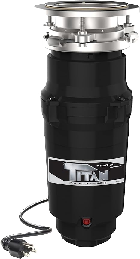 10-US-TN-960-SL-3B Garbage Disposal, 3/4 HP - Slim Line, Black with Stainless Steel Flange