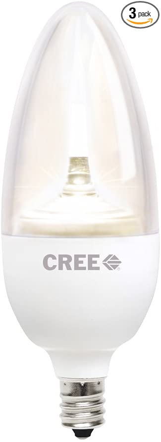 Cree BB13-02027OMC-12DE12-1C600 TW Series 25W Equivalent Candelabra Decorative Dimmable LED Light Bulb (3-Pack), Soft White