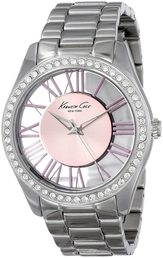 Kenneth Cole New York Womens KC4982 Transparency Round Pink Roman Numeral Transparent Dial Bracelet Watch