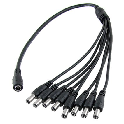 CCTV Camera 8 Channel Power Cable Splitter DC 1 Female to 8 Male 55x21mm