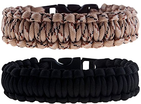 Paracord Survival Bracelets - Set of 2 - Easy To Open Clasp by The Friendly Swede