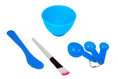 Rosallini Packed 4 In 1 Facial DIY Mask Bowl Brush Spoon Tools Set Blue