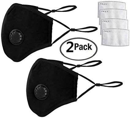 N95 N99 Anti Air Dust and Smoke Pollution Mask Washable PM2.5 Masks with Adjustable Straps, Air Filter Mask for Pollution Smoke Allergy Mask for Women Man Black (2 PCS Black)