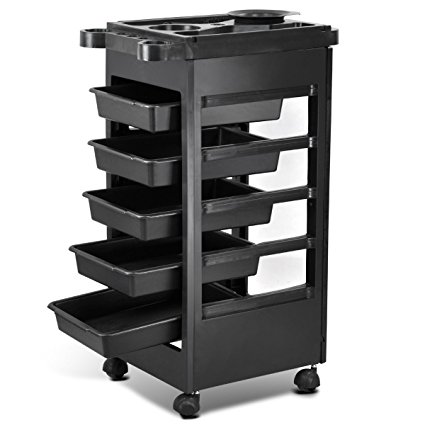 Yaheetech Beauty Salon Rolling Trolley Cart Hairdressing Trolley with 5 Drawers