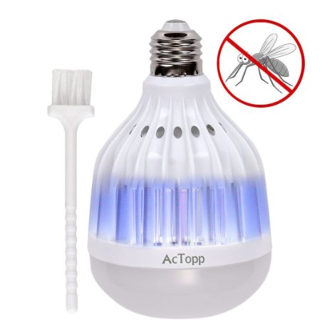 AcTopp 3 in 1 Bug Zapper LED Bulb, Mosquito Killer Anti Zika 110v LED Light bulb and Bug Zapper, Indoor/Outdoor Lighting, Flying Insects Wasp Moths Bug Killer, Cleaning Brush Included