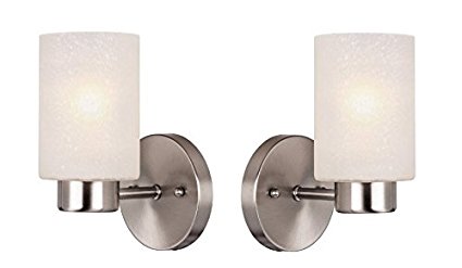 Westinghouse 6227800 Sylvestre One-Light Interior Wall Fixture, Brushed Nickel Finish with Frosted Seeded Glass - Pack Of 2