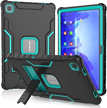 MENZO Samsung Galaxy Tab A7 10.4-inch Case 2020 Release, Slim Shockproof Full Body Protective Case with Built-in Screen Protector for Samsung A7 Tablet 10.4 (SM-T500/T505/T507) - Black and Turquoise