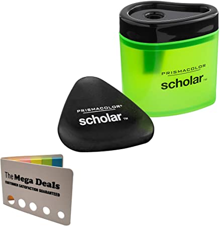 Prismacolor Scholar Pencil Sharpener and Latex-Free Eraser Bundle | 5 Color Flag Set…