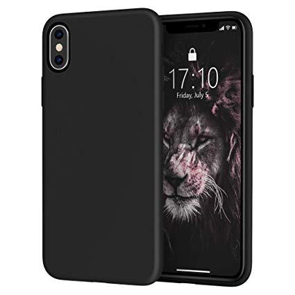 for iPhone X XS Case, OTOFLY [Silky and Soft Touch Series] Premium Soft Button Silicone Rubber Full-Body Protective Bumper Case Compatible with Apple iPhone X/iPhone Xs 5.8 inch， (Black)