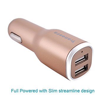 Car charger gold-Tranesca 24W Dual Port USB car charger for iPhone 7/iPhone 6s/iPhone 6/iPhone 5s,iPad Air/iPad Pro;Samsung Galaxy Note Series and other Android and iOS devices