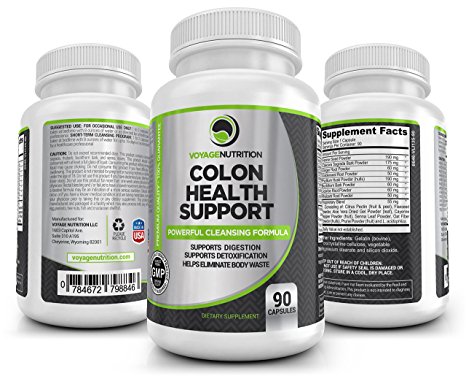 Colon Health Support: Powerful Colon/Bowel Cleansing Formula. Supports Digestive System Processes, Circulatory System Detoxification, Purification & Elimination of Undigested Body Waste. 90 Capsules.