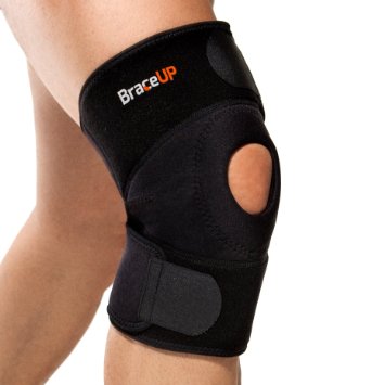 BraceUP Antimicrobial Breathable Knee Brace and Support Pre-molded and wrap around design One Size Adjustable