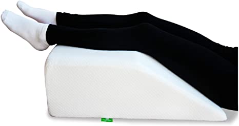 Post Surgery Elevating Leg Rest Pillow with Memory Foam Top - Best for Back, Hip and Knee Pain Relief, Foot and Ankle Injury and Recovery Wedge - Breathable and Washable Cover (8 Inch Elevator, White)