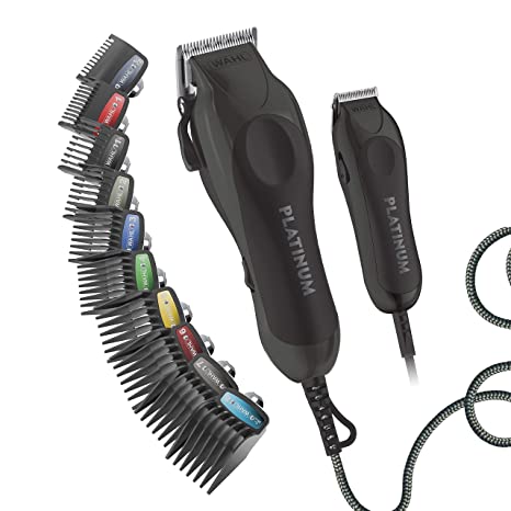 WAHL, Clipper Pro Series Platinum Haircutting Combo Kit with Barbers Shears Model 79804100, Black