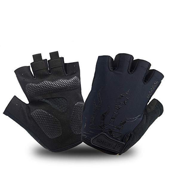 MOREOK Shock-Absorbing Breathable Anti Slip Cycling Gloves Half Finger Outdoor Sport Bicycle Gloves Mountain Road Bike Riding Gloves for Men and Women