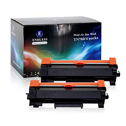 Compatible Toner Cartridge Replacement for Brother TN760 TN-760 TN730 with Chip 4 Packs Compatible for Brother Laserjet Printer MFC-L2730DW DCP-L2550DW MFC-L2750DW by Endless (Black, High Yield)