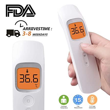 Forehead Thermometer, Non-Contact Infrared Digital Fever Temporal Thermometer for Baby Kids and Adults Accurate Instant Readings Forehead Thermometer with LCD Display