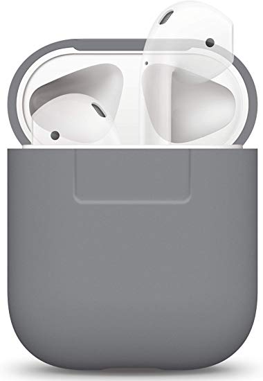 elago AirPods Silicone Case [Medium Gray] - Compatible with Apple AirPods 1 & 2, Supports Wireless Charging, Extra Protection, Front LED Not Visible