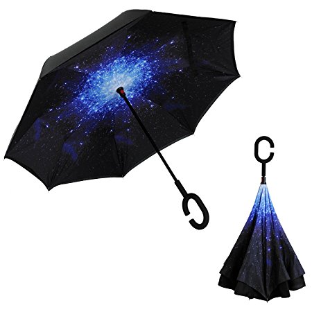 Inverted Umbrella, Alink Reverse Folding Double Layer Inside Out Outdoor Rain Away Car Umbrella