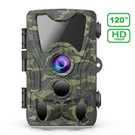 FHDCAM Trail Camera, Scouting Hunting Cam with Motion Activated, 1080P HD, Night Vision, 120° Wide Angle Lens, IP65 Waterproof Game Camera for Wildlife - New Version