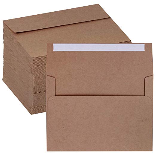 Supla 150 Pcs A7 Envelopes Brown Kraft Invitation Envelopes 5 x 7 Envelopes Self Seal Business Envelopes Photo Envelopes Greeting Card Blank Envelopes for Weddings Invitations Baby Shower Stationery