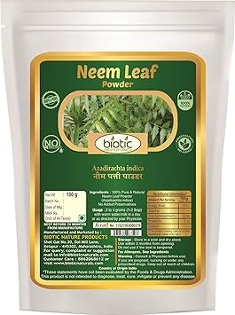 Biotic Herbal Neem Leaves Powder, Organic Leaf Powder for Skin, Hair, Face and Eating - 100gm