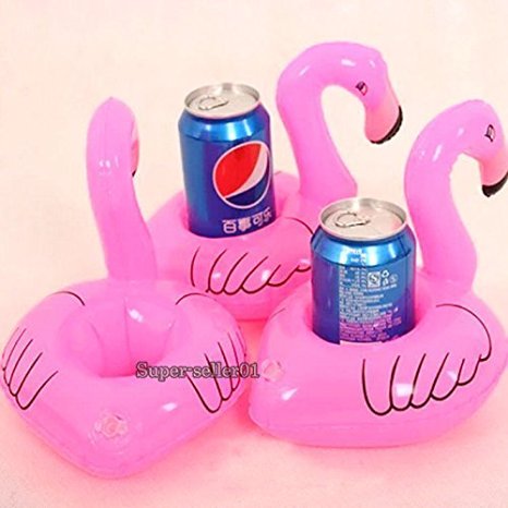 Boubron Pink Flamingo Super Cool Inflatable Drink Holder (4 Pack)